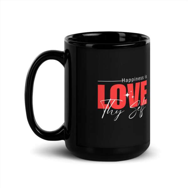 Love Thy Self Black Glossy Mug - Image 5