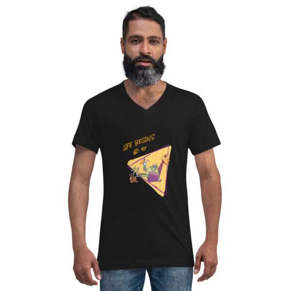 Life Begins @ 40 Unisex Short Sleeve V-Neck T-Shirt